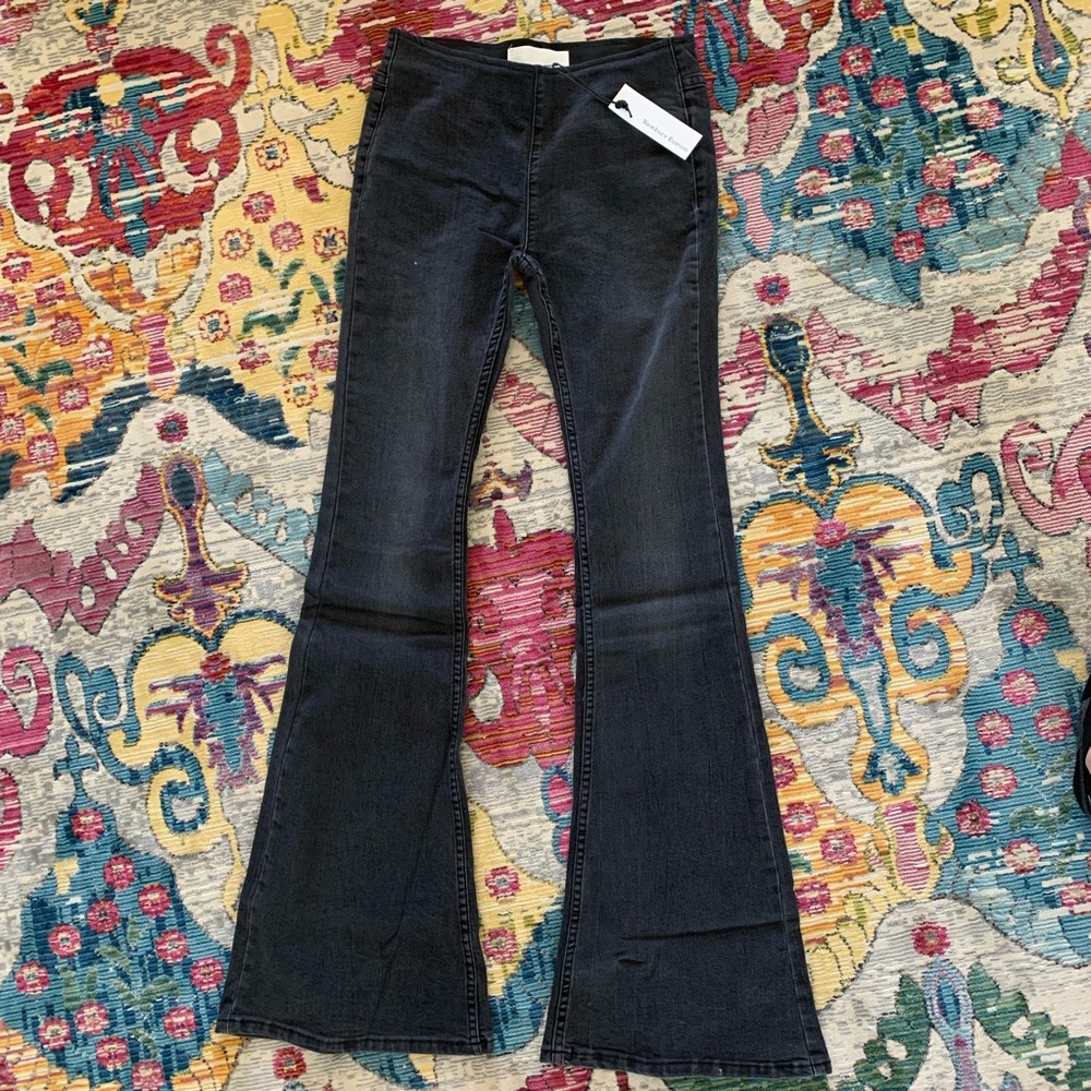 Dark Gray Denim Flares